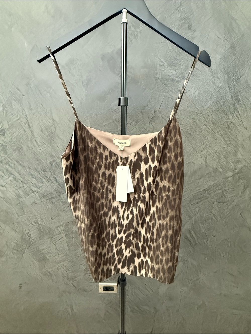NWT L'AGENCE Brown Leopard Satin Cami Top size M